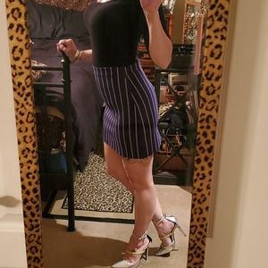 Forever 21 Navy Pinstriped Fitted Mini Skirt SZ S